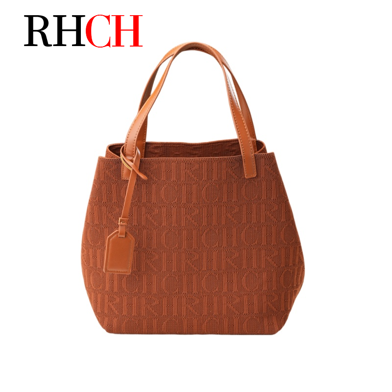 Women Bags For Office Use - Женская вязаная сумка-тоут с тиснеными буквами,