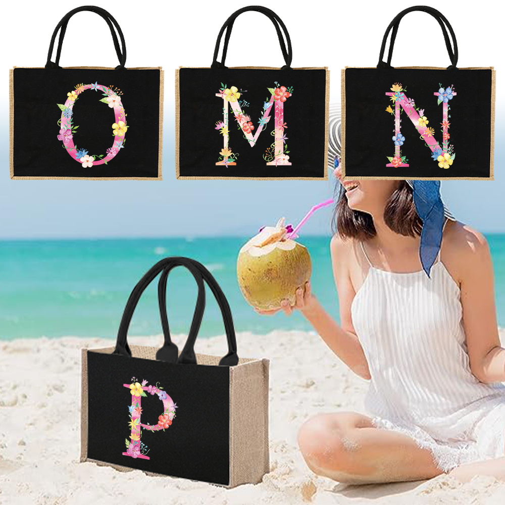 Women Bags Jute - Сумка-шоппер из джута и льна, женская