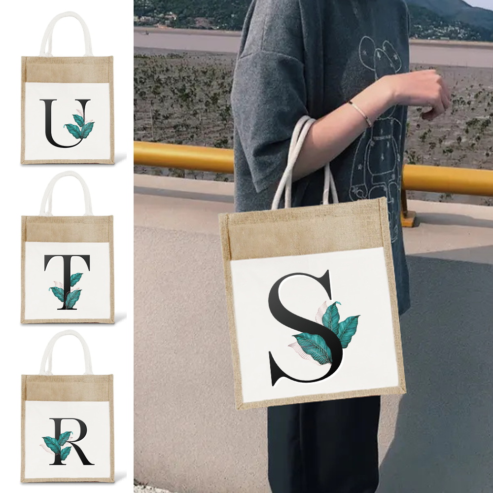 Women Bags Jute - Винтажная многоразовая сумка-тоут из джута и