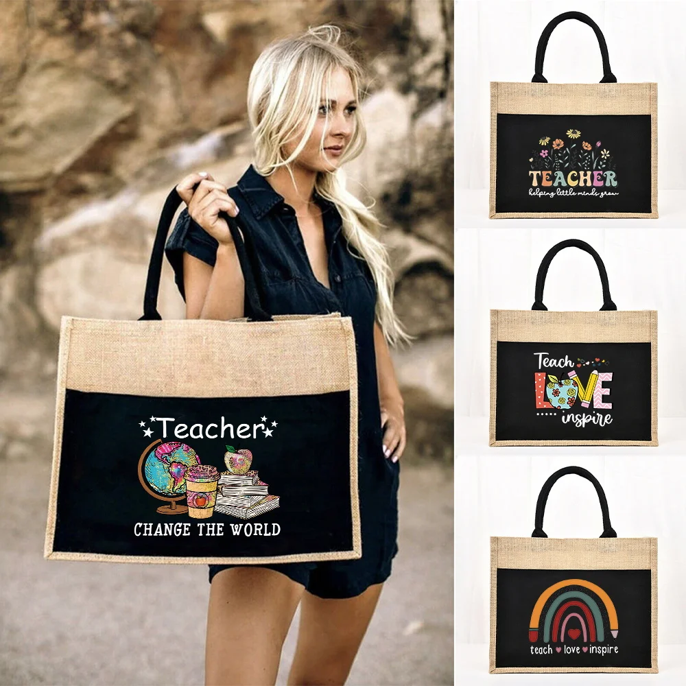 Women Bags Jute - Большая сумка-тоут, многоразовая джутовая сумка для