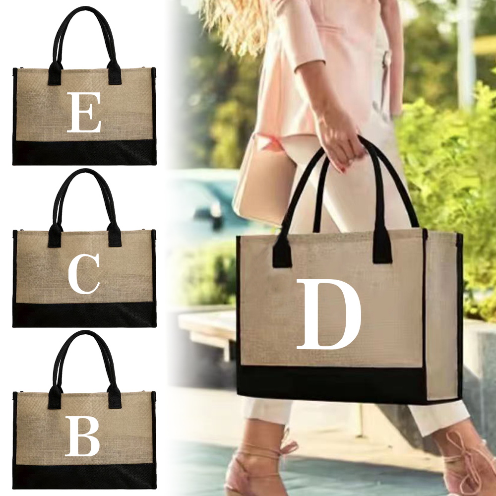 Women Bags Jute - Модная сумка-тоут из джута, портативная пляжная