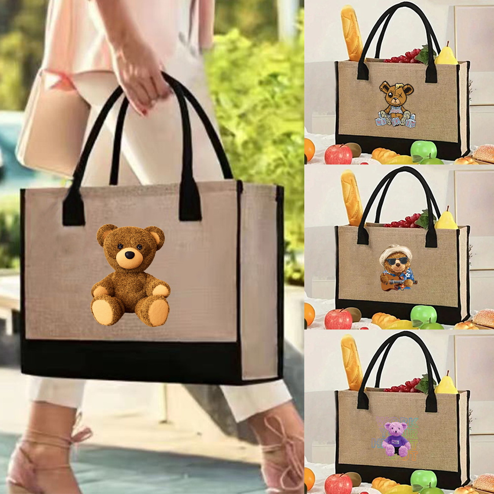Women Bags Jute - Сумка-тоут женская из джута, винтажный льняной