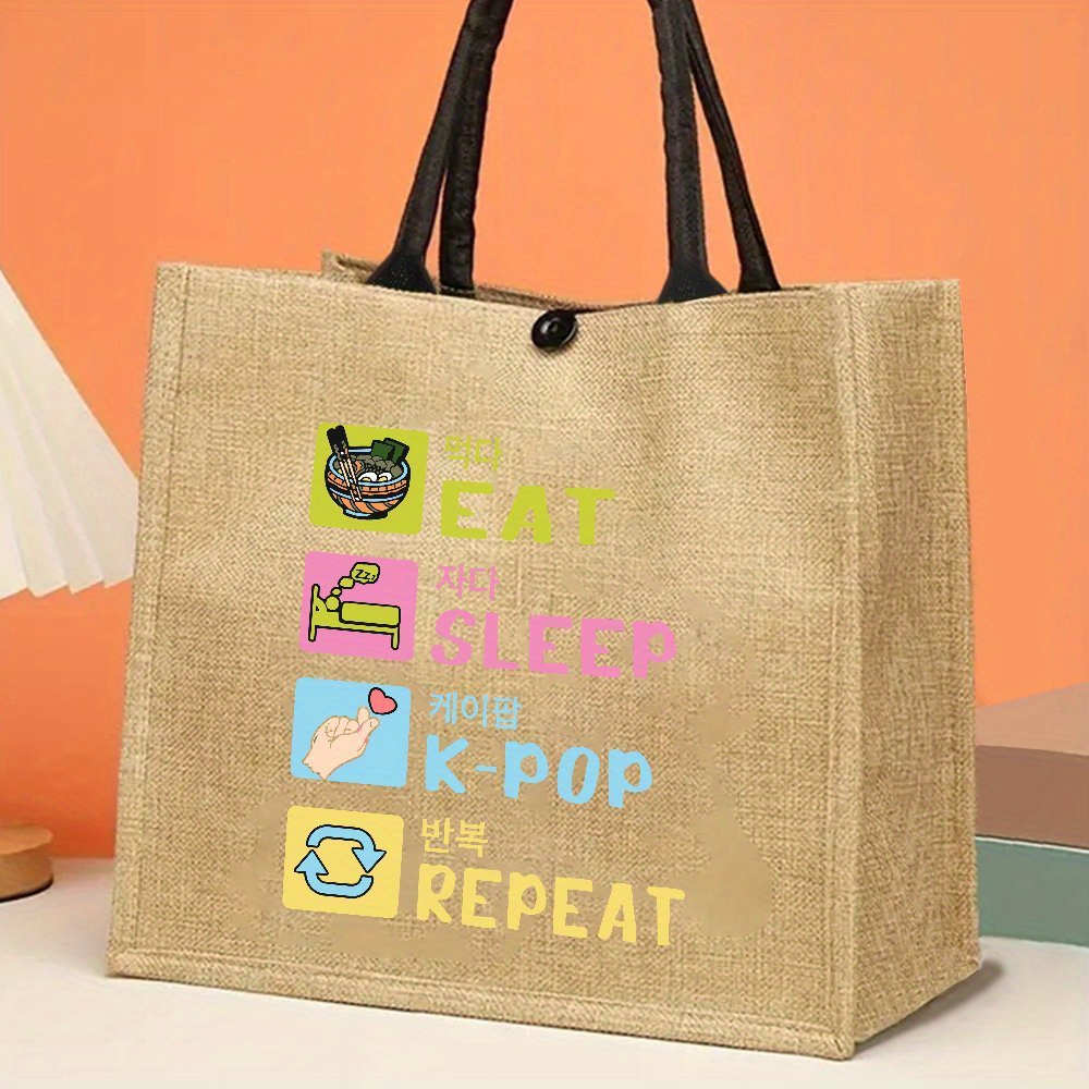 Women Bags Jute - Стильная корейская сумка-тоут из конопли с